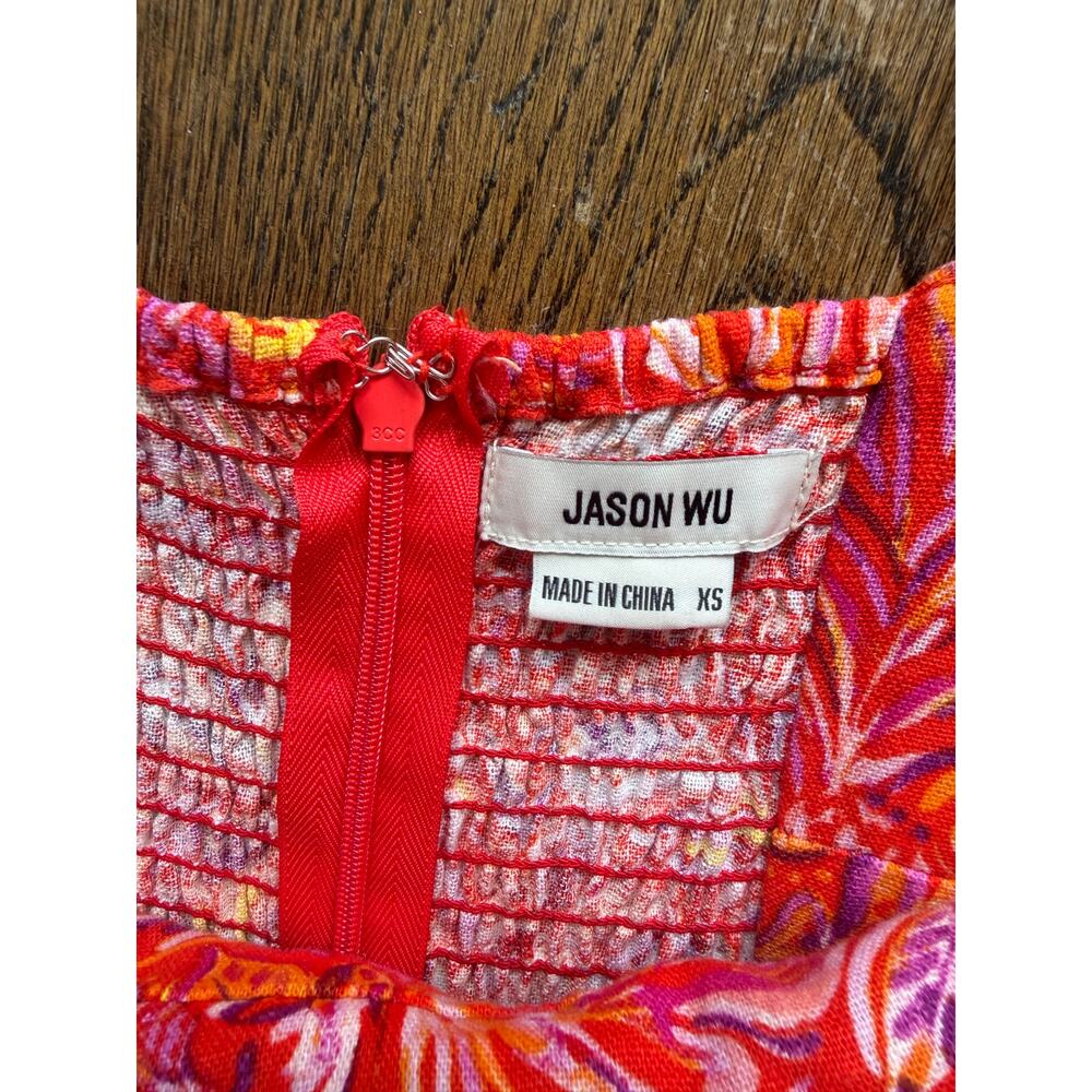 Jason Wu Red Linen Blend Floral Dress with Pockets Size XS NWT - Picture 3 of 16